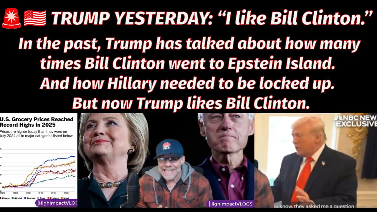 ⚫️🇺🇸 TRUMP YESTERDAY: “I like Bill Clinton.”▪️ In the past, Trump talked about how many times Bill Clinton went to Epstein Island. And how Hillary needed to be locked-up. But now 'Trump likes Bill Clinton.'