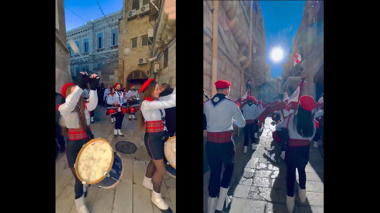 Palestinian Christians hold a Christmas parade in Jerusalem