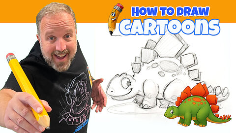How to draw a cartoon dinosaur