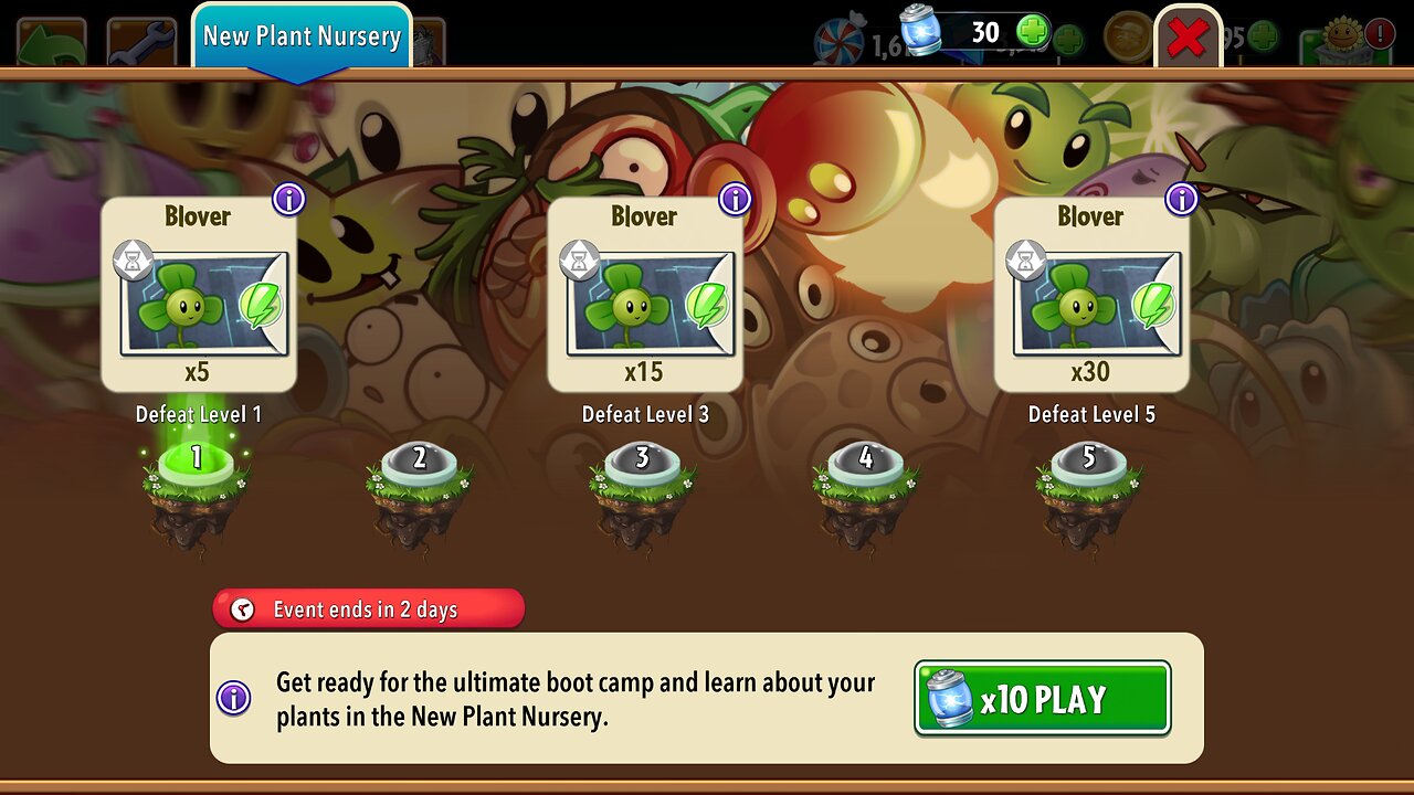 Plants vs Zombies 2 - Plant Nursery - Blover - March 2025