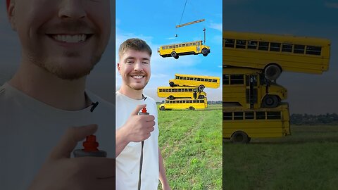 How Many School Buses Can We Stack - MrBeast Short Video 21