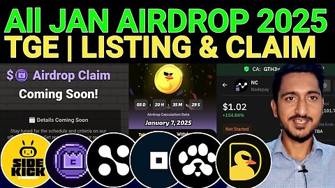 January First Week Airdrop TGE & Listing 2025 | Sidekick | DuckChain | MemeWar | NodePay etc Update