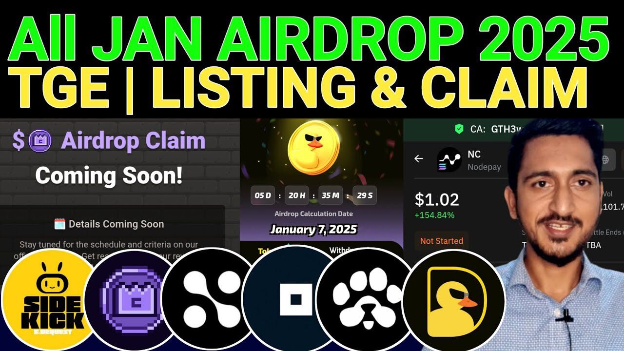 January First Week Airdrop TGE & Listing 2025 | Sidekick | DuckChain | MemeWar | NodePay etc Update