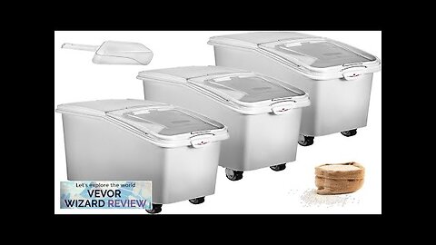 3 Pack Dry Ingredient 21 Gallon Storage Bin Caster Commercial Restaurant Kitchen Review