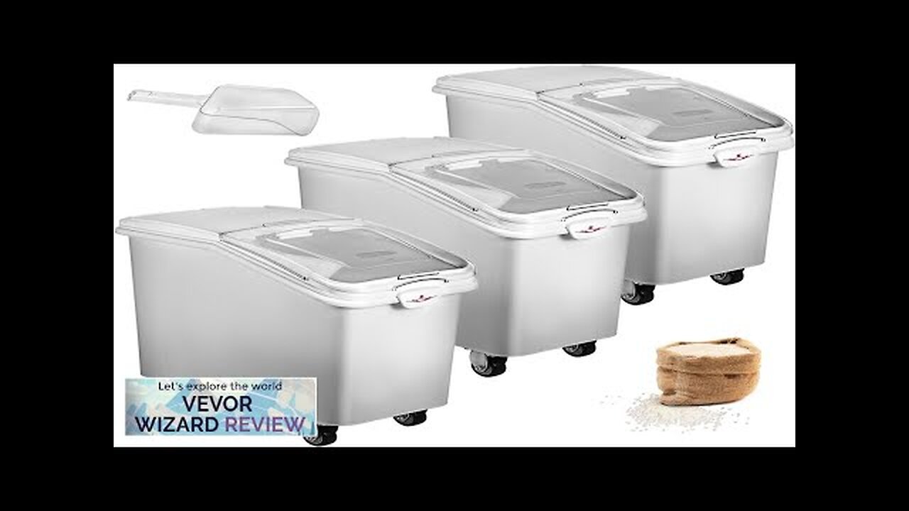 3 Pack Dry Ingredient 21 Gallon Storage Bin Caster Commercial Restaurant Kitchen Review