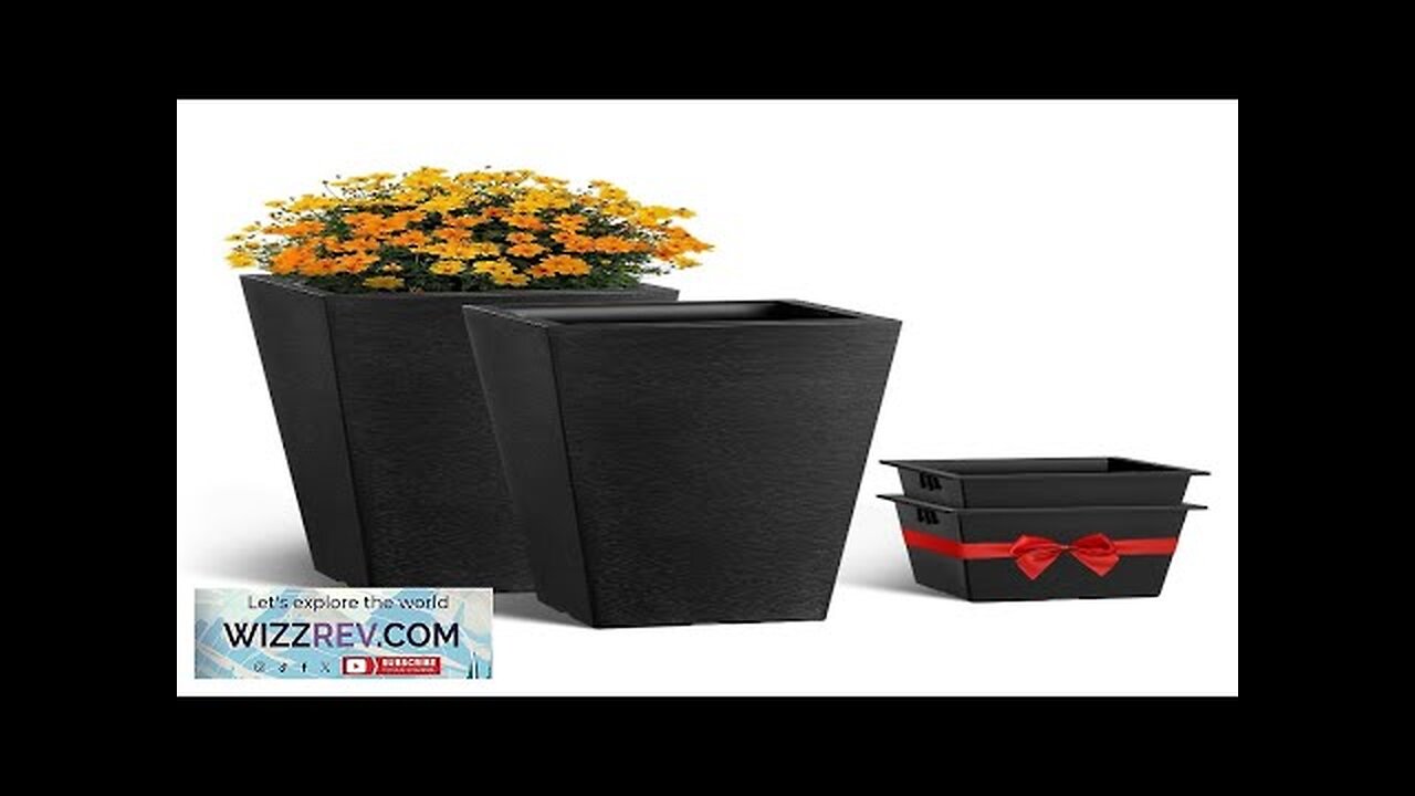 Tall Planter Set of 2 Square Tapered Planters 22 in for Outdoor Review