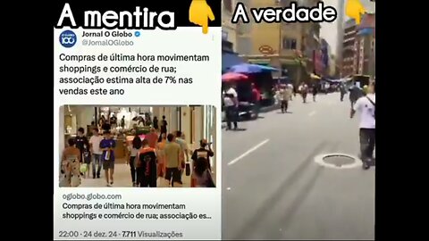 A mentira da Globo vs A realidade do povo. Realidade do Brasil em 2024: A 25 de Março, maior centro comercial da América Latina, está vazia para as compras de Natal e Réveillon.