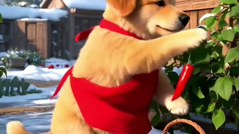 A busy day for a little golden retriever