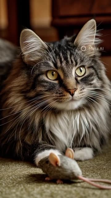 A beautiful moment between a cat and a mouse.