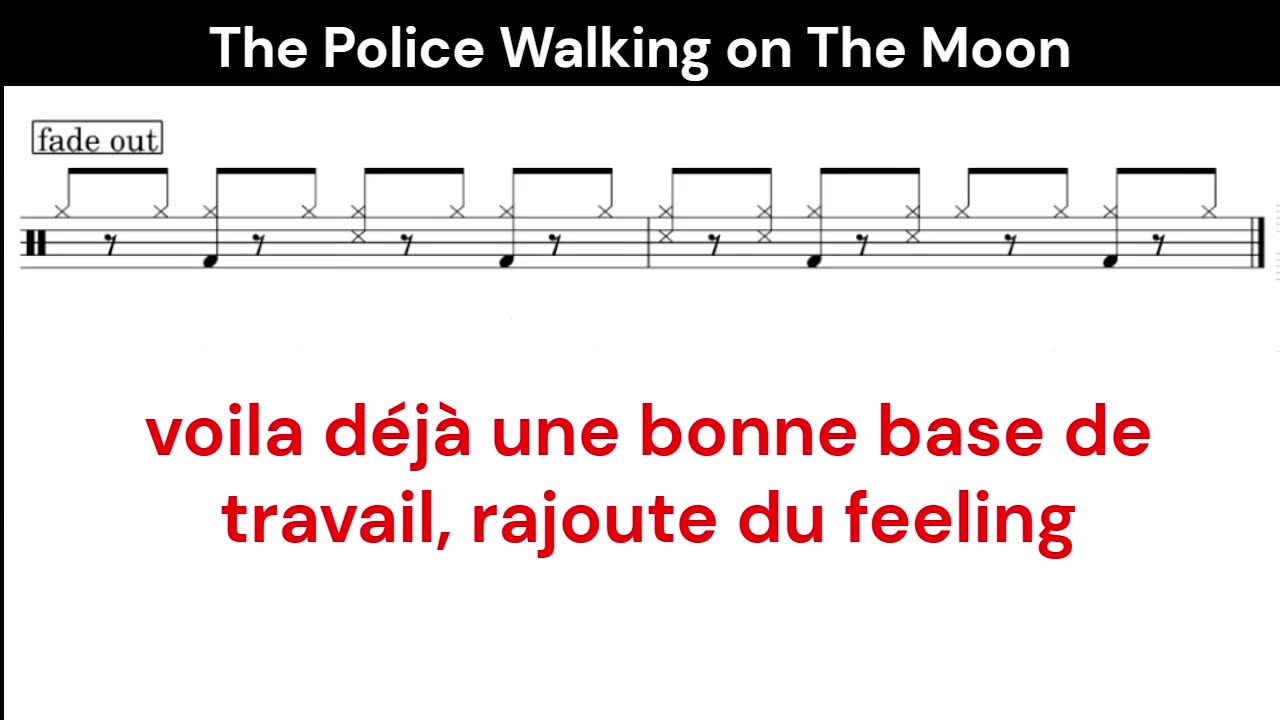 BE The Police – Walking on the Moon | Partition batterie(Drum Sheet) + ralenti 20%
