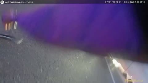 Bodycam footage shows the moment officer 'Smiley' is hit during a high-speed chase