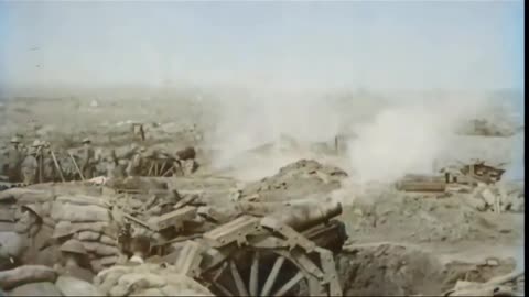 British heavy artillery crew in action with heavy guns