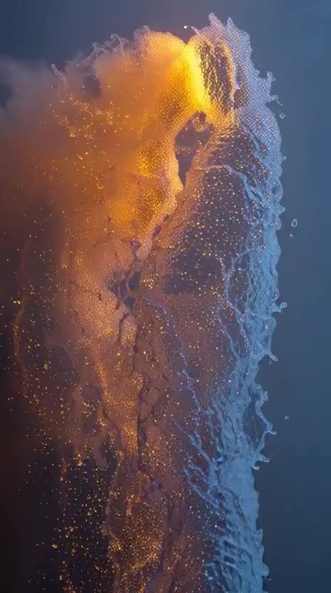 A male figure formed of gentle fire