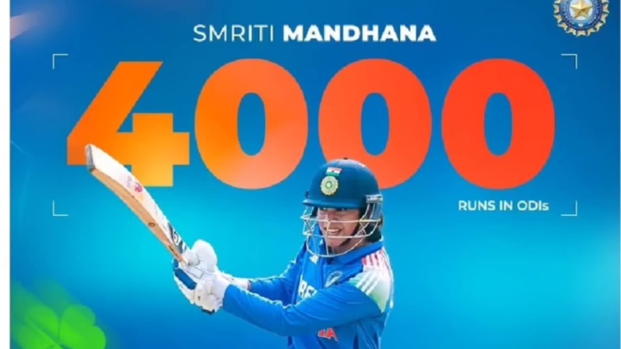 Smriti Mandhana became the 2nd after Mithali Raj to score 4000 runs in Women's ODI Cricket.#cricket