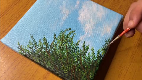 Easy acrylic painting for beginners_orange tree painting_#33 #acrylicpainting #nature