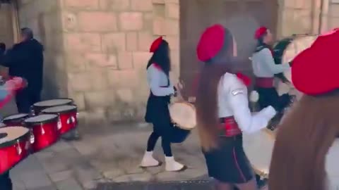 Palestinian Christians hold a Christmas parade in Jerusalem