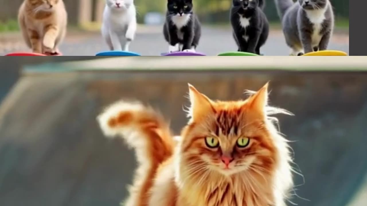 Ginger, White, Black & B&W Cats SHRED a Tiny Skateboard! 🛹😺😂 #Shorts | Funny & Joyful Cats 🐾🤣🧥