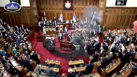 Lawmakers let off smoke grenades in Serbian parliament