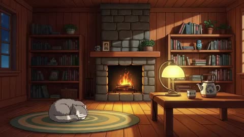 Rainy Fireplace Lofi 🌧️🔥 Warm Cabin Ambience to Relax Fast