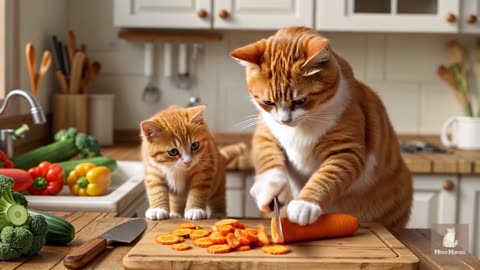 Mama Cat Trims Fur on the Farm and Makes Tiger Hat For Kittens At Home🐾🎩🐯_14