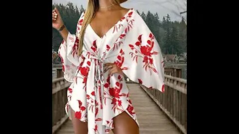 Vestido Sexy Manga Asa De Morcego Estampado Floral Kimono Saída De Praia