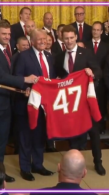 Trump Receives Golden Hockey Stick From Stanley Cup Champions #trump #hockey #alexrwagner