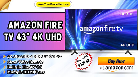 🚀 Upgrade your screen time with the Amazon Fire TV 43" 4K UHD!