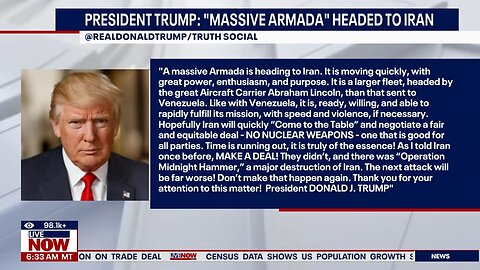 Iran update: Trump sends US 'armada' to Iran