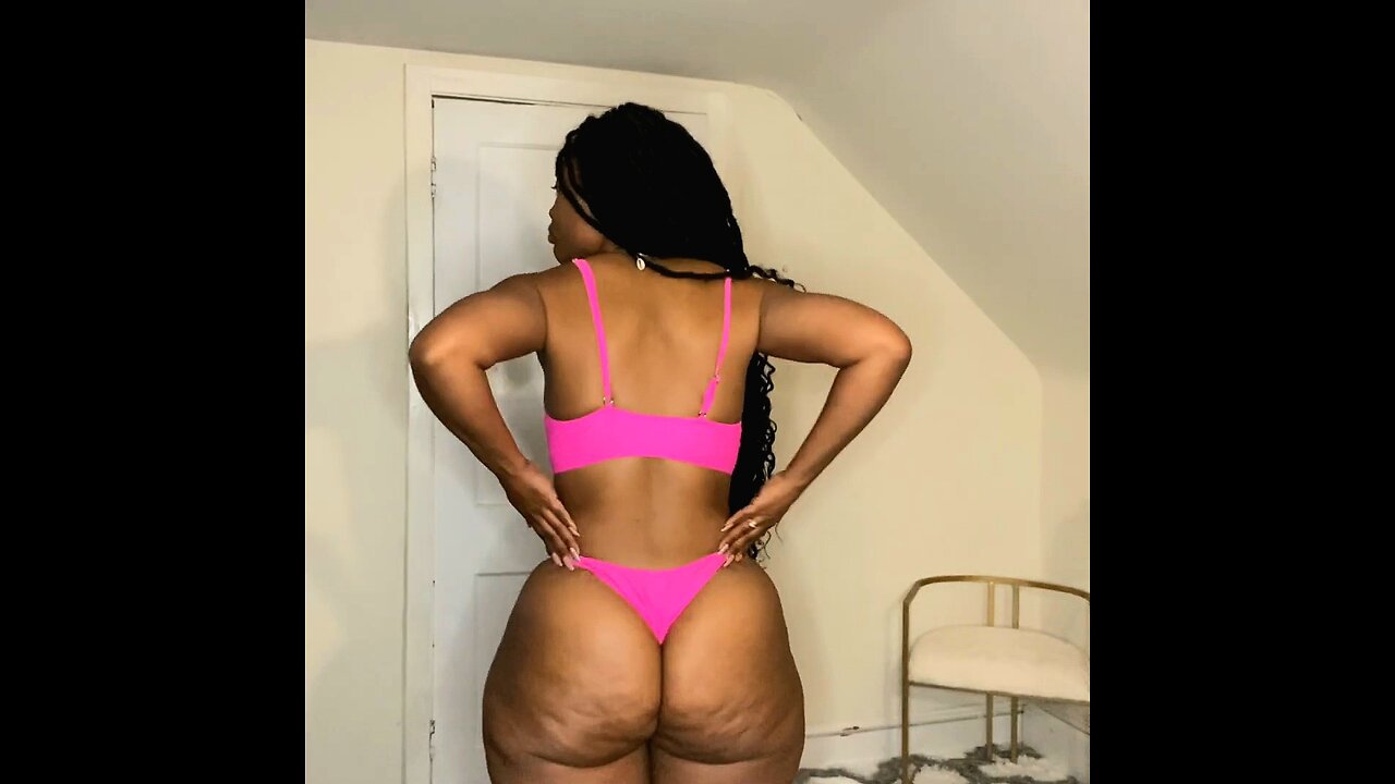 Thick ass ebony stripper Lingerie and Bikini try on haul