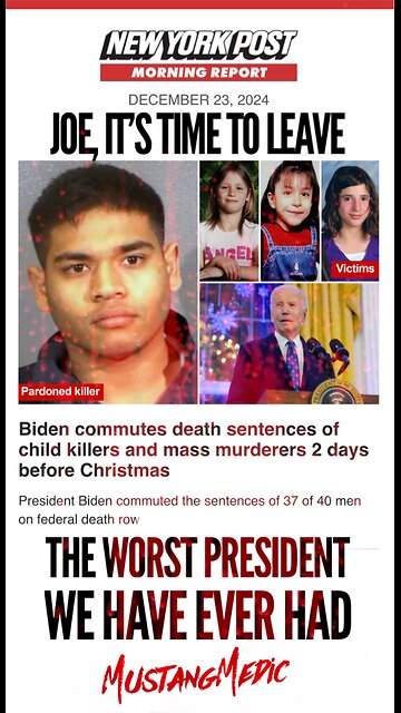 Biden commutes death sentences of child Killers & Mass Murderers just 2 days before Christmas! 🚨