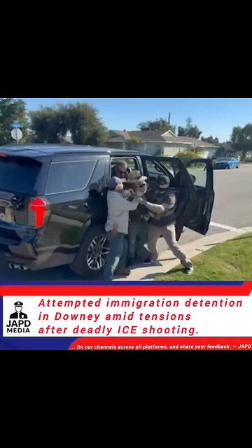 Video shows attempted immigration detention in Downey amid tensions after deadly ICE shooting. #japd