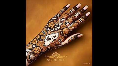 Bridal Mehndi Designs For Full Hands With Amina Name