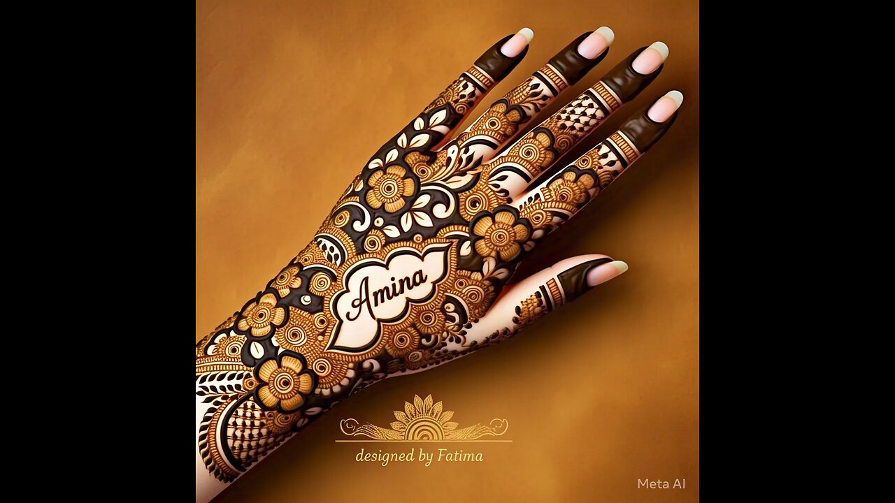 Bridal Mehndi Designs For Full Hands With Amina Name