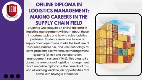 Online Diploma in Logistics Management: Making Careers in the Supply Chain Field