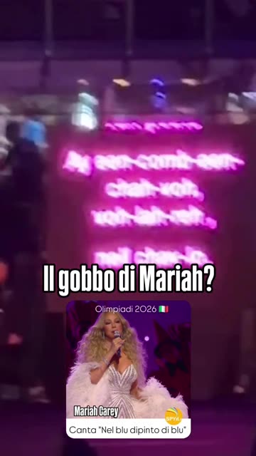 Il gobbo di MARIAH CAREY a Milano Cortina 2026 mentre canta 'nel blu dipinto di blu' alla cerimonia d'apertura delle olimpiadi invernali di Milano-Cortina 2026 del 6 febbraio 2026 allo stadio San Siro di Milano