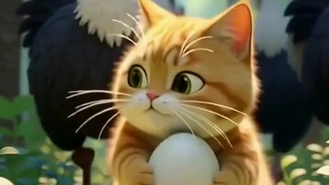 Chubby Cat Steals an Ostrich Egg! 🐱🥚
