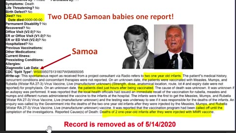 The Exact VAERS Report on Samoa from RFK Jr's Senate Confirmation Hearing | Clip