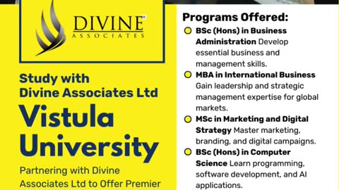 global future in Business, IT & Marketing at Vistula University with Divine Associates Ltd.