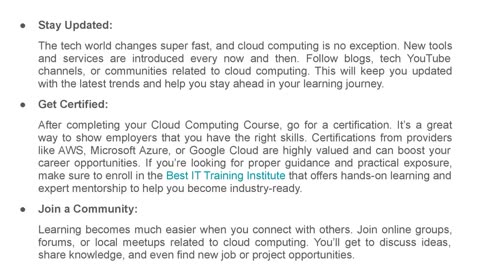 Essential Tips for Cloud Computing Training Programs