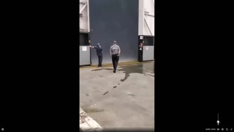 Massive Storm outside factory door looks like a portal to another planet