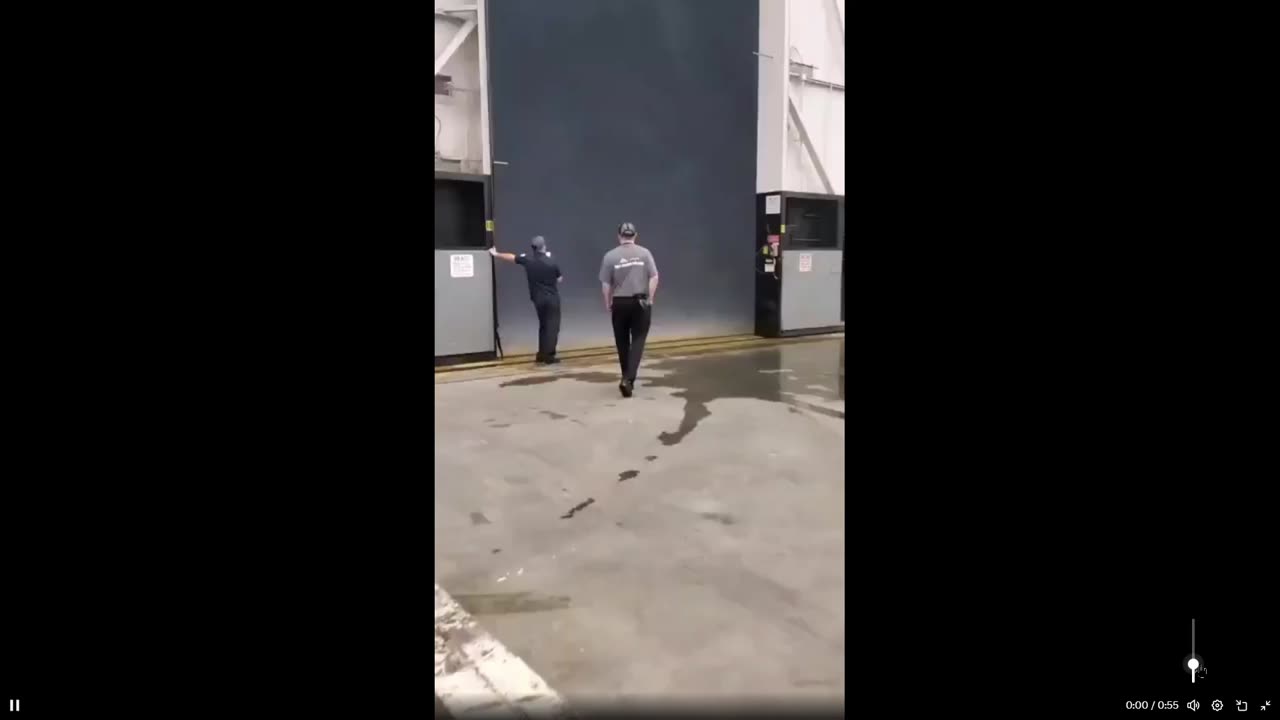 Massive Storm outside factory door looks like a portal to another planet