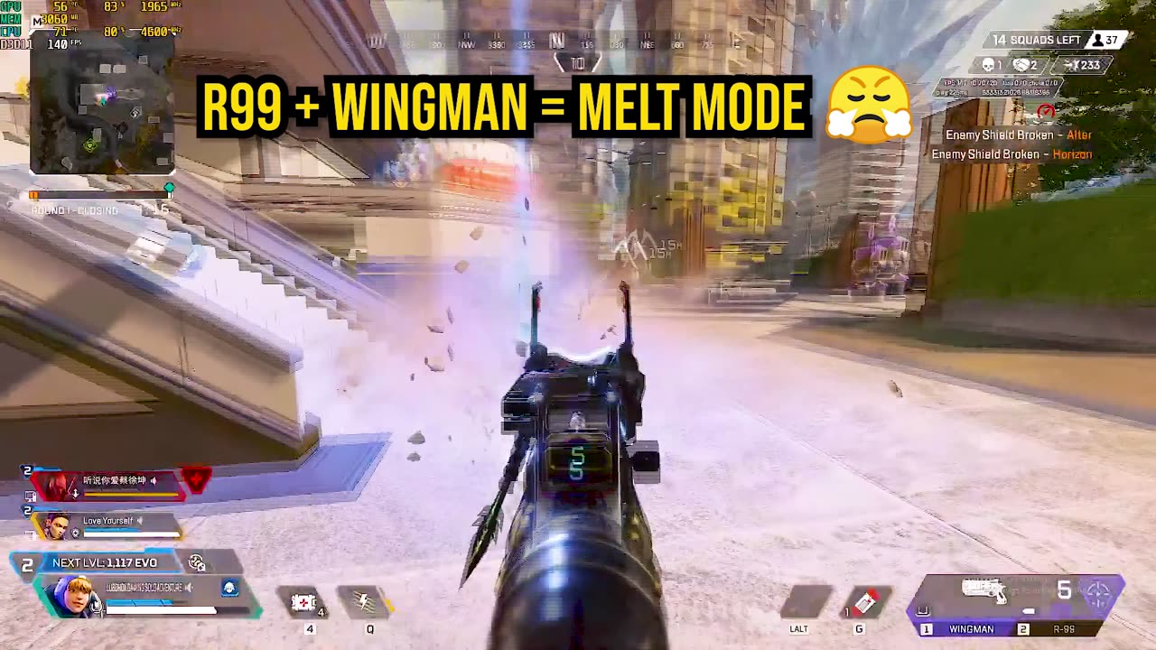 Wattson 1v3 Squad Wipe with R99 & Wingman | Apex Legends