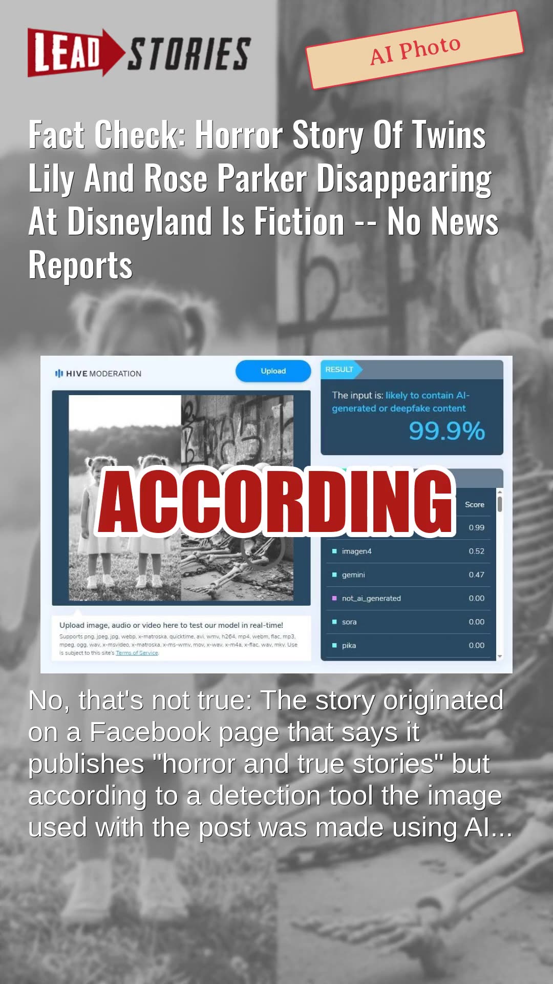 Fact Check: Horror Story Of Twins Lily And Rose Parker Disappearing At Disneyland Is Fiction