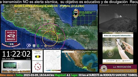 SISMO Magnitud 4.3 Loc. 15 km al SUR de PINOTEPA NACIONAL, OAX 09/03/25 23:21:25 #noameritoalerta