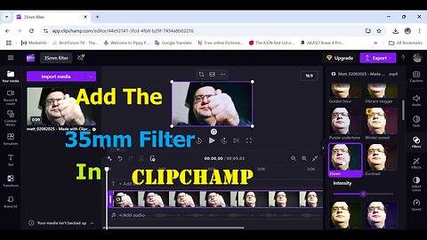 Add The 35mm Filter In Clipchamp