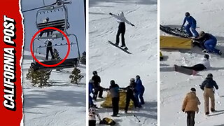 Terrifying moment 12-year-old girl plunges to ground after dangling from ski lift in Mammoth