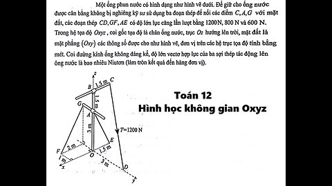 Toán 12: Một ống phun nước có hình dạng như hình vẽ dưới. Để giữ cho ống nước được cân bằng