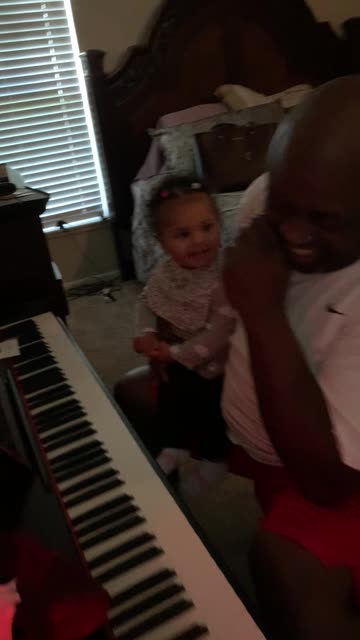 Baby Aliyah Plays Piano with Grandpa