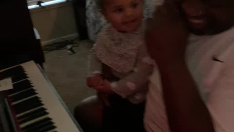 Baby Aliyah Plays Piano with Grandpa