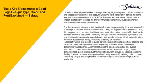 The 3 Key Elements for a Good Logo Design: Type, Color, and Font Explained — Subraa